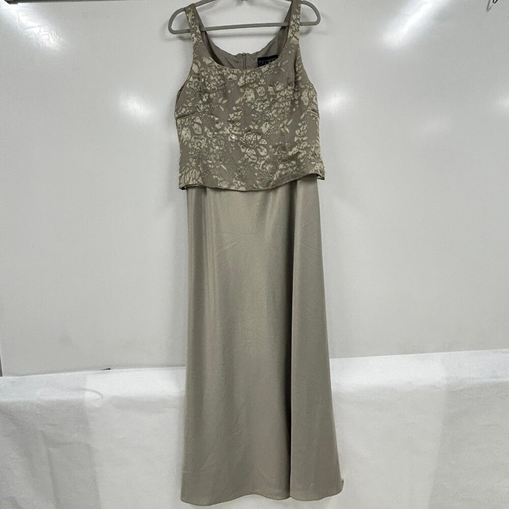 Sz 14  Formal Dress Satin A-Line Maxi w Lace Overlay Bodice Wedding Guest